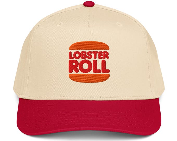 Lobster Roll Hat • Embroidered Burger King Parody Baseball Cap • Funny Maine Lobster Trucker Hat