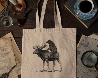 Mooseback Bear Organic Cotton Tote Bag – Maine Gift
