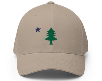 Maine Flag Flexfit Hat • Vintage 1901 Pine Tree Baseball Cap • Vintage Maine Flag Hat