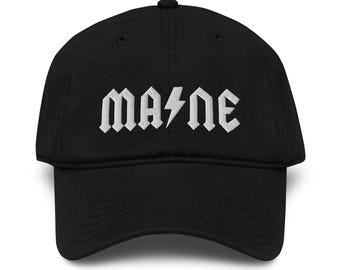 Maine ACDC Dad Hat • Mainer Gift • Maine Rock Band Baseball Cap