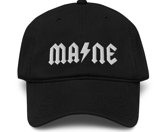 Maine ACDC Dad Hat • Mainer Gift • Maine Rock Band Baseball Cap
