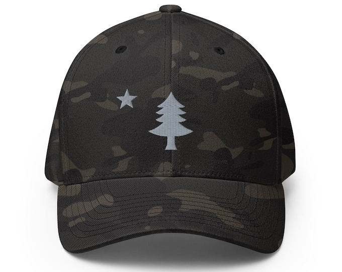 Maine Flag Flexfit Hat – Vintage 1901 Pine Tree, Embroidered Baseball Cap