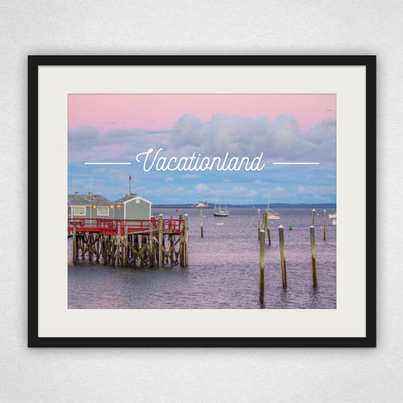Rockland Breakwater Light Sunset Vacationland Maine Wall Art Etsy