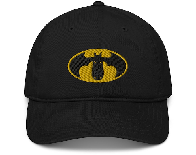 Batmoose Embroidered Hat - Organic Cotton Baseball Cap, Funny Dad Hat