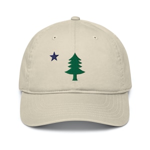 Maine Flag Hat - Old Maine Flag Baseball Cap - 1901 Maine State Flag Embroidered Dad Hat - Vintage Pine Tree Star