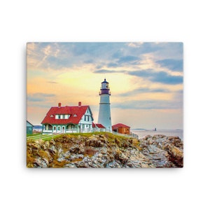 Sunset at Portland Head Light Maine Lighthouse Photo Print - Etsy