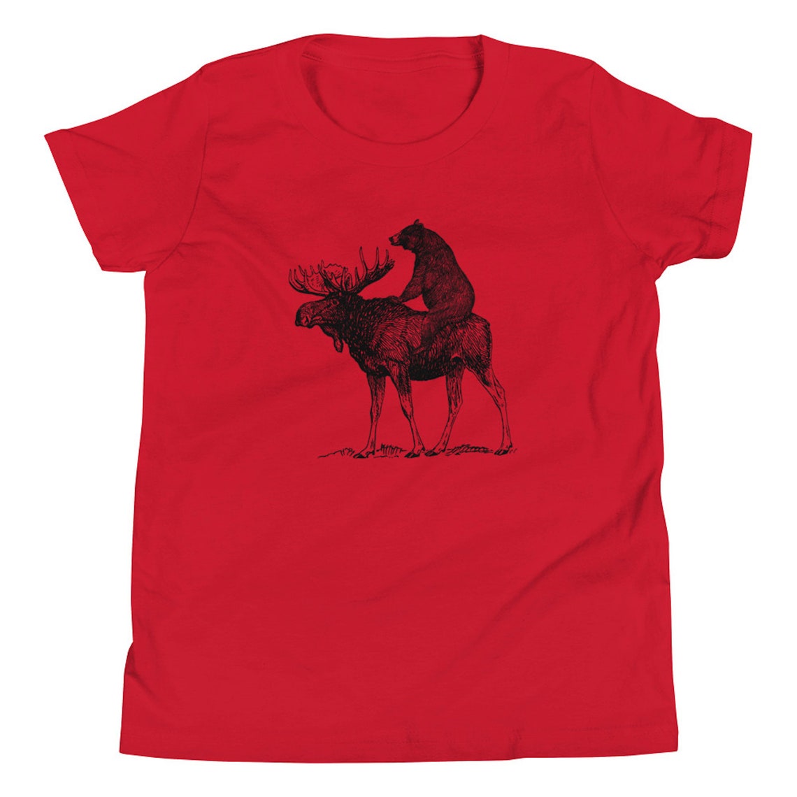 Bear Riding Moose Kids' Shirt Maine Youth Tshirt Etsy