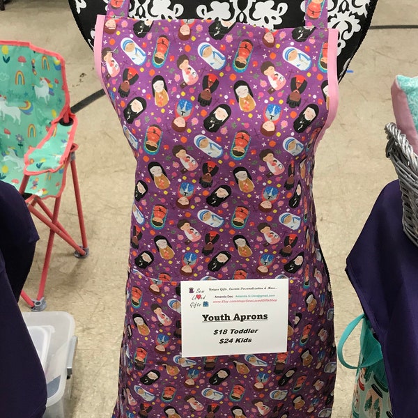 Youth Apron with Catholic Themed Fabrics