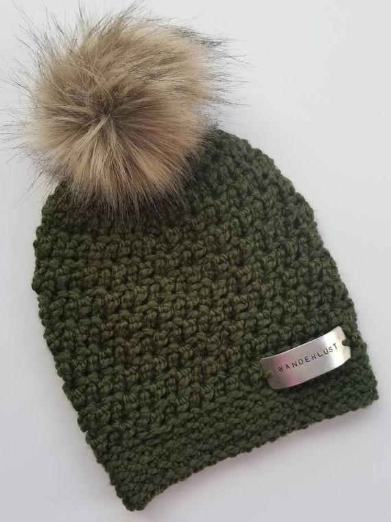 dark green beanie hat