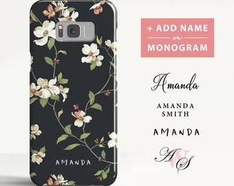 Floral Samsung Galaxy S8 case Samsung Galaxy S9 case Samsung Galaxy S8 Plus case Personalised Initials Phone case for Samsung. (FL01)