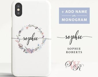 Custom Name iPhone X case iPhone 8 Plus case iPhone 7 case Name Monogram Phone cover for iPhone X 8 7 6 etc. (CL07)