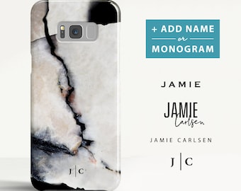 Marble Samsung Galaxy S8 case Samsung Galaxy S9 case Samsung Galaxy S8 Plus case Personalised Initials Phone case for Samsung. (MB06)