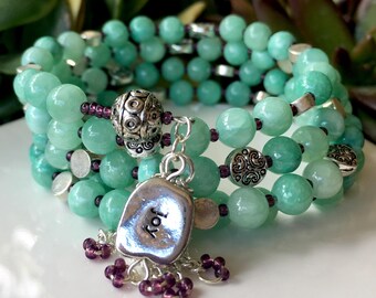 108-Bead Aventurine Wrist Mala handmade