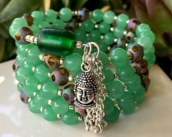 108-Bead Aventurine Wrist Mala handmade