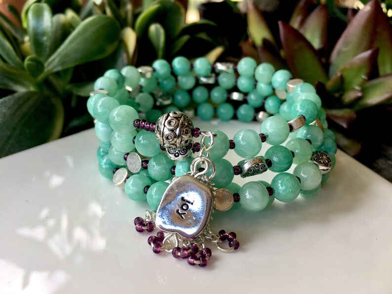108-Bead Aventurine Wrist Mala handmade