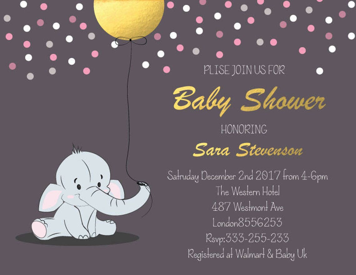 Baby Shower Elephant Invitation Little Peanut Baby Shower Etsy