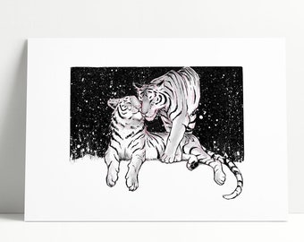 Tiger Love Couple Print - Etsy