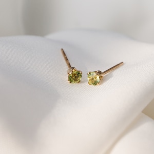 Peridot Stud Earrings August Birthstone Simulated Peridot 14k Gold Filled 3MM Dainty Minimal Tiny Studs Gifts for Her image 5