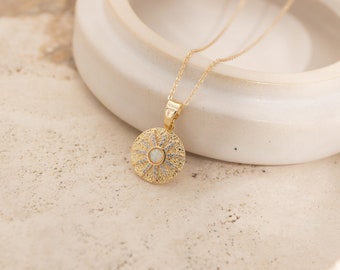 Opal Starburst Necklace | 14K Gold Filled | 18" | Delicate Necklace | Dainty | Minimalism | Bohemian