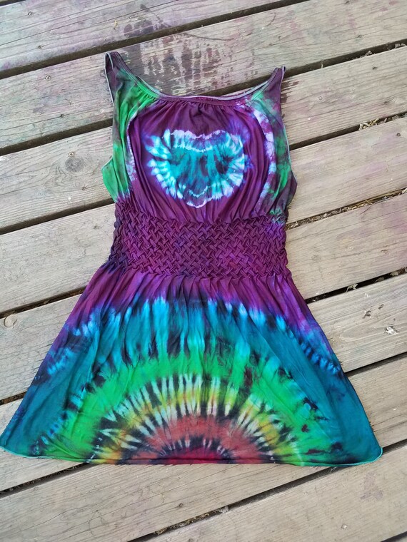 green tie dye dress