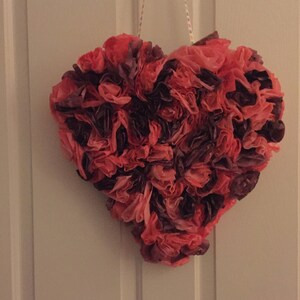 Coffee Filter Heart Shaped Wreath, Pink Heart, Wedding Wreath, Wall Décor, Home Décor