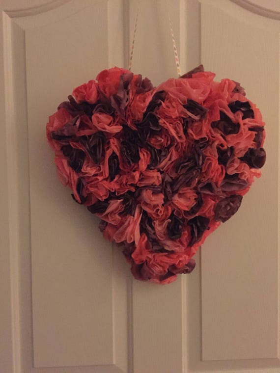 Valentine's Day - Pink Coffee Filter Heart Wreath - Family and the