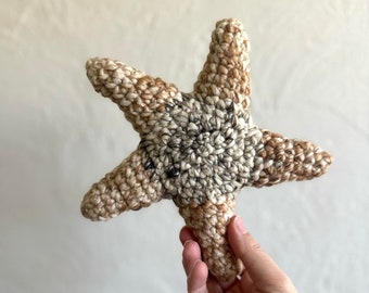 Crocheted Starfish Decor, dark sand colors