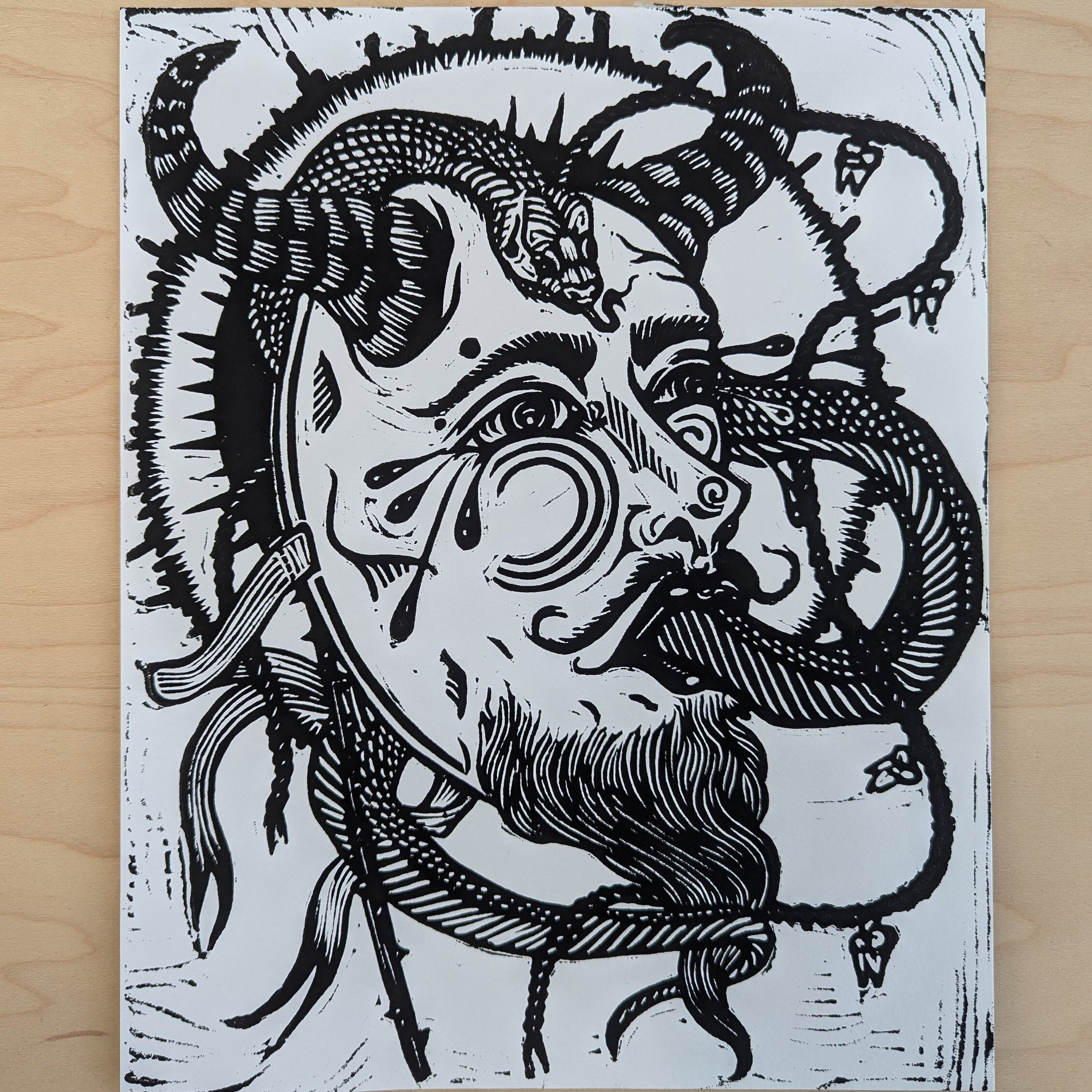 Devil Mask Relief Print - Etsy