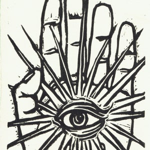 Hand and Eye Linocut Print