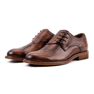 Premium Genuine Leather Sidewing Shoes for Men Handcrafted Footwear by Mandujour Coffee