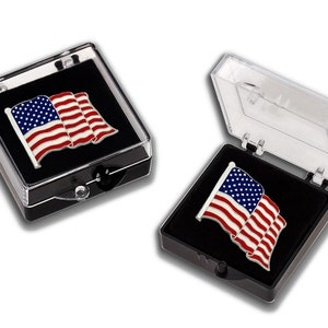 Waving American Flag Lapel Pin Silver or Gold image 3