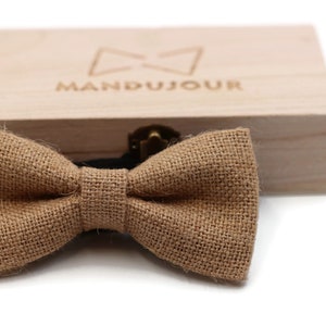 Natural Burlap Jute Bow Tie - Mandujour Handmade