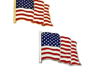 Waving American Flag Lapel Pin ( Silver or Gold )