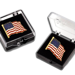 Waving American Flag Lapel Pin Silver or Gold image 2