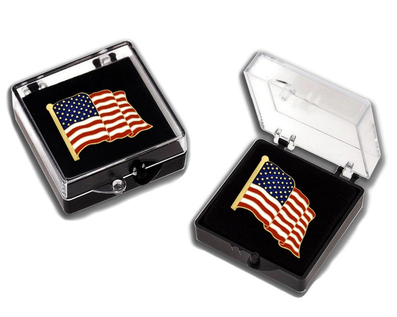 Waving American Flag Lapel Pin Silver or Gold image 2