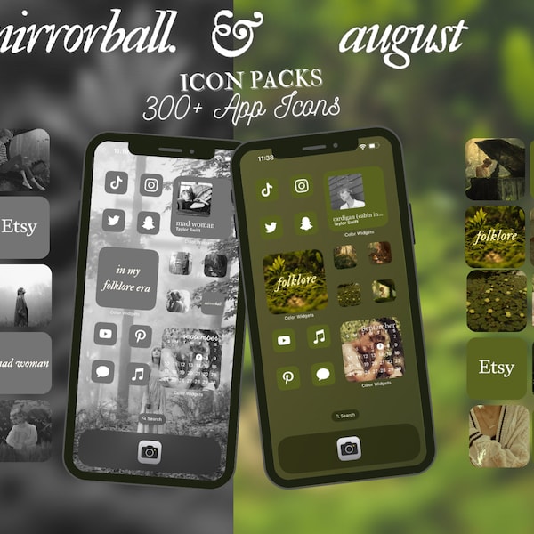 Folklore App Icons Bundle | For iPhone, iPad, Android, Custom Widgets, Phone Theme, Swiftie