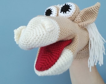 Crochet Pattern for a Horse Hand Puppet, Amigurumi Horse Puppet pattern, Instant download, plushie pattern, English PDF,