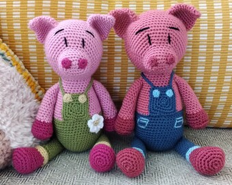 Crochet Pig Pattern, Squiggy the Baby Piggy, Amigurumi Pig plush pattern, Small Pig crochet toy pattern, English PDF, instant download.