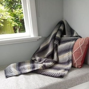 Reversible Lapghan Blanket, PDF Knitting Pattern, Using DK yarn, Instant English Download. Lounge Throw