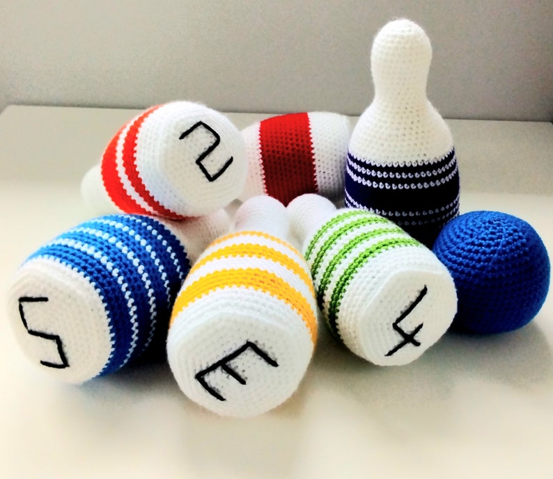 Crochet Pattern Bowling Game, Kids Bowling Set, ideal gift for first birthday, play and learn. English Amigurumi PDF Pattern. image 5