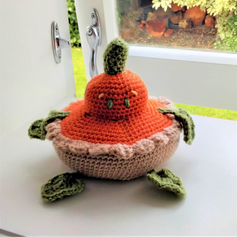 Percy Squashman Halloween Crochet Toy Pattern, Amigurumi PDF, Pumpkin Pie Man, Thanksgiving Pie, Percy Squashman story PDF included image 3