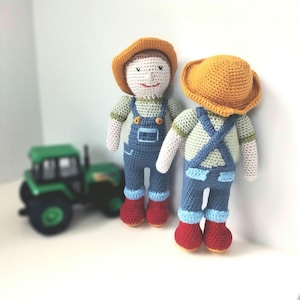 Schattig amigurumi-haakpatroon van boer - Knuffelpop essentiële werker, direct downloaden, Engelse pdf, knuffelplezier!