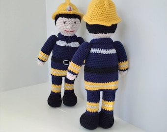 Crochet Pattern Fireman Toy Softie, Amigurumi Fireman pattern, Fireman, Instant download, softies, English PDF,