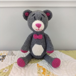 Crochet Pattern for Bear Toy Softie, Amigurumi teddy pattern, Instant download, English PDF with photos, intermediate level.