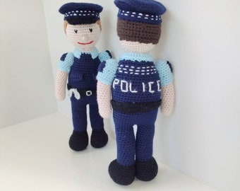 Crochet Pattern Police Officer Toy Softie, Amigurumi Policeman pattern,  Instant download, softies,  English PDF,