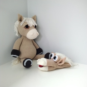 Crochet pattern for Horse toy and crochet Horse Hand Puppet pattern, Amigurumi Patterns, English only PDF using American terminology.