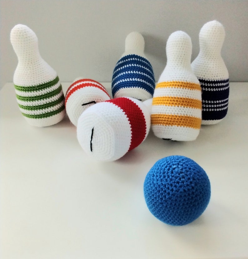 Crochet Pattern Bowling Game, Kids Bowling Set, ideal gift for first birthday, play and learn. English Amigurumi PDF Pattern. image 2