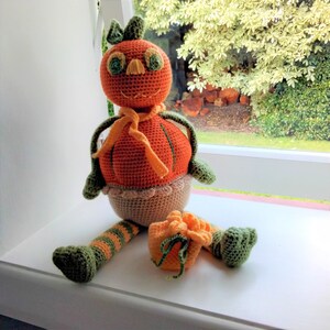 Percy Squashman Halloween Crochet Toy Pattern, Amigurumi PDF, Pumpkin Pie Man, Thanksgiving Pie, Percy Squashman story PDF included image 5