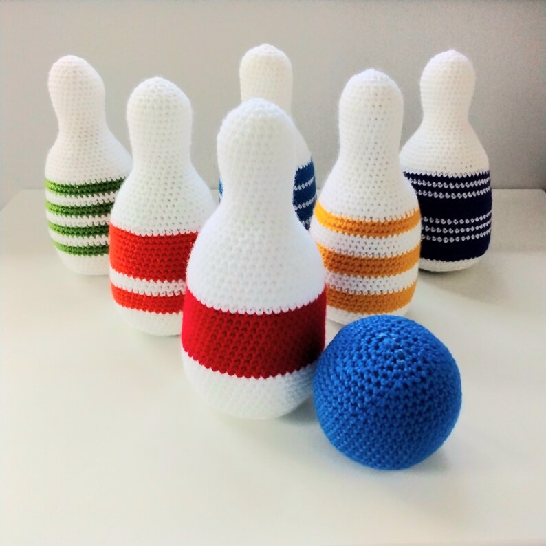 Crochet Pattern Bowling Game, Kids Bowling Set, ideal gift for first birthday, play and learn. English Amigurumi PDF Pattern. image 1