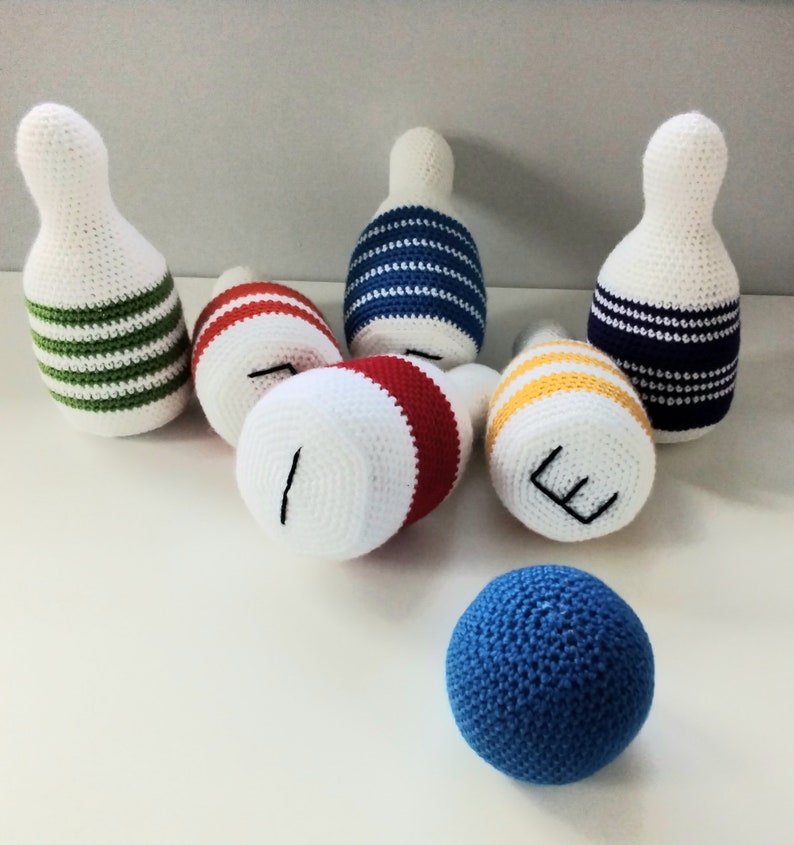 Crochet Pattern Bowling Game, Kids Bowling Set, ideal gift for first birthday, play and learn. English Amigurumi PDF Pattern. image 3